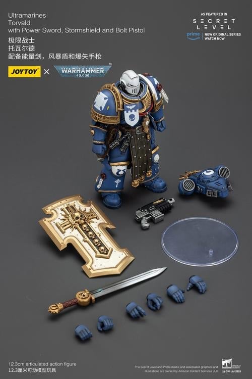 Warhammer 40,000 Ultramarines Torvald with Power Sword, Stormshield and Bolt Pistol 1/18 Scale Action Figure Gallery Image 13
