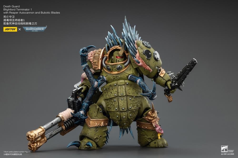 Warhammer 40,000 Death Guard Blightlord Terminator (Ver. 1) with Reaper Autocannon and Bubotic Blades 1/18 Scale Action Figure Gallery Image 5