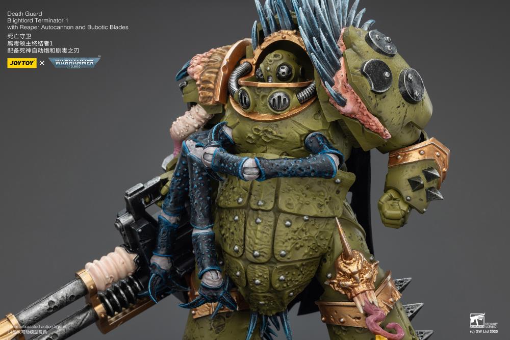 Warhammer 40,000 Death Guard Blightlord Terminator (Ver. 1) with Reaper Autocannon and Bubotic Blades 1/18 Scale Action Figure Gallery Image 10