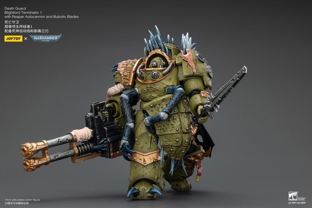 Warhammer 40,000 Death Guard Blightlord Terminator (Ver. 1) with Reaper Autocannon and Bubotic Blades 1/18 Scale Action Figure Gallery Image 6