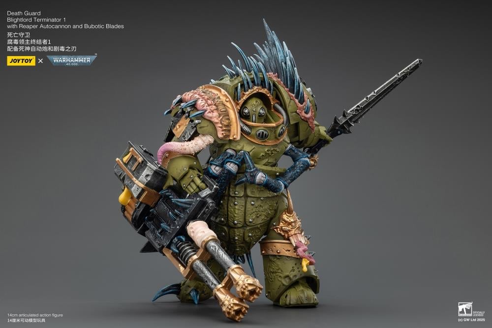 Warhammer 40,000 Death Guard Blightlord Terminator (Ver. 1) with Reaper Autocannon and Bubotic Blades 1/18 Scale Action Figure Gallery Image 7