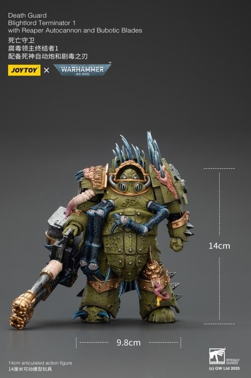 Warhammer 40,000 Death Guard Blightlord Terminator (Ver. 1) with Reaper Autocannon and Bubotic Blades 1/18 Scale Action Figure Gallery Image 11