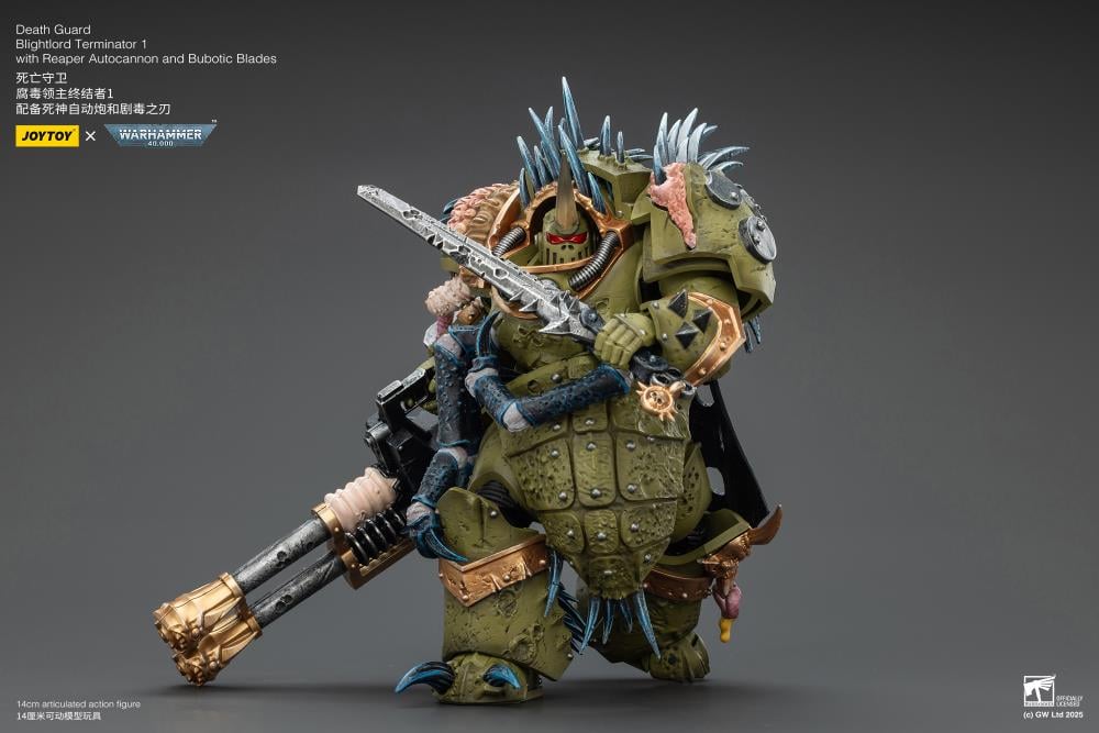 Warhammer 40,000 Death Guard Blightlord Terminator (Ver. 1) with Reaper Autocannon and Bubotic Blades 1/18 Scale Action Figure Gallery Image 9