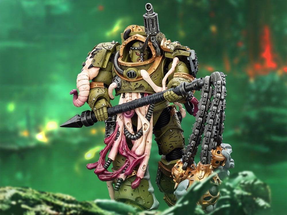 Warhammer 40,000 Death Guard Blightlord Terminator (Ver. 2) with Flail of Corruption 1/18 Scale Action Figure Gallery Image 1