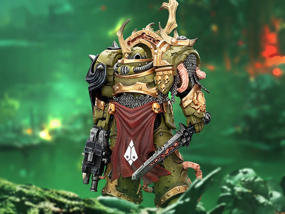 Warhammer 40,000 Death Guard Blightlord Terminator (Ver. 3) with Combi-bolter and Bubotic Blade 1/18 Scale Action Figure Gallery Image 1