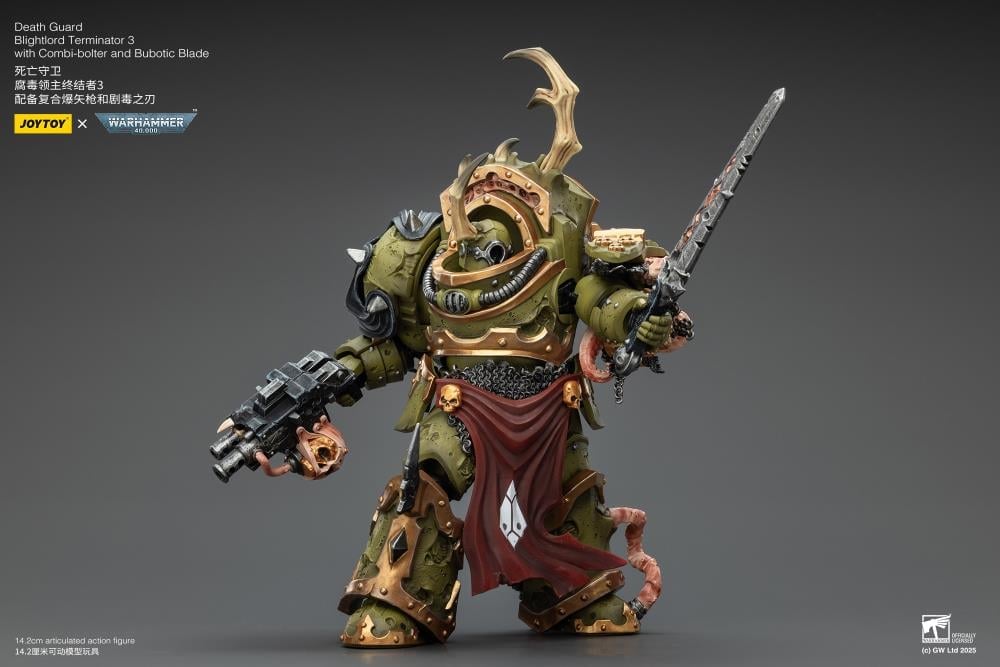 Warhammer 40,000 Death Guard Blightlord Terminator (Ver. 3) with Combi-bolter and Bubotic Blade 1/18 Scale Action Figure Gallery Image 10