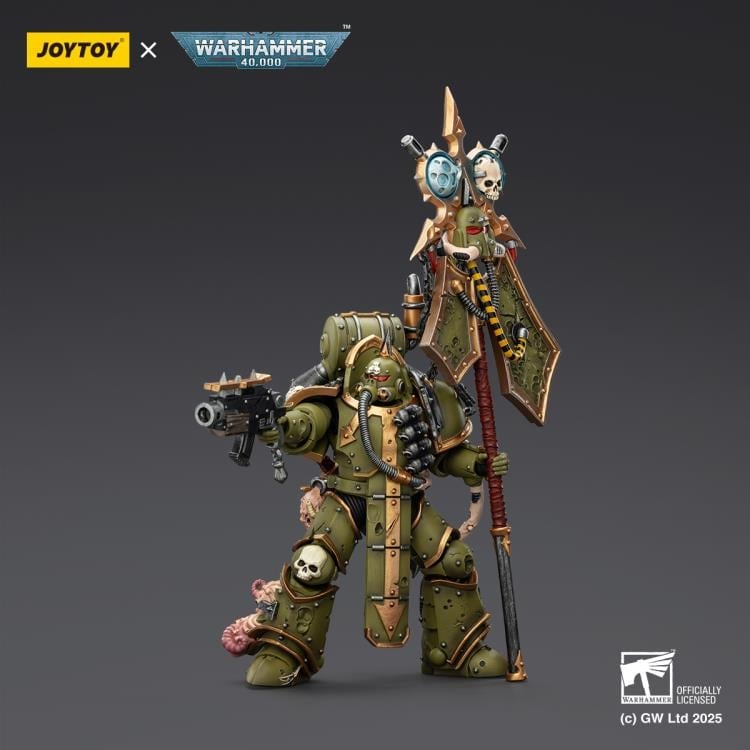 Warhammer 40,000 Death Guard Plague Marine Icon Bearer with Boltgun and Plague Knife 1/18 Scale Action Figure Gallery Image 6