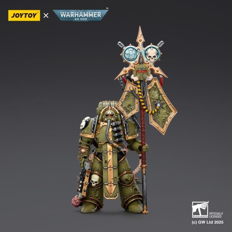 Warhammer 40,000 Death Guard Plague Marine Icon Bearer with Boltgun and Plague Knife 1/18 Scale Action Figure Gallery Image 3