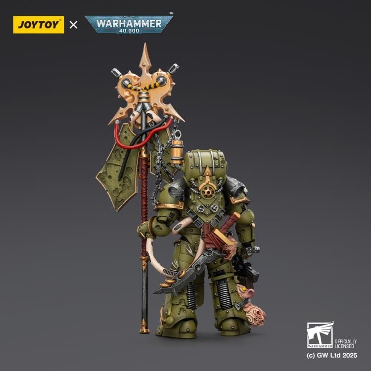 Warhammer 40,000 Death Guard Plague Marine Icon Bearer with Boltgun and Plague Knife 1/18 Scale Action Figure Gallery Image 4
