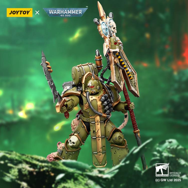 Warhammer 40,000 Death Guard Plague Marine Icon Bearer with Boltgun and Plague Knife 1/18 Scale Action Figure Gallery Image 11