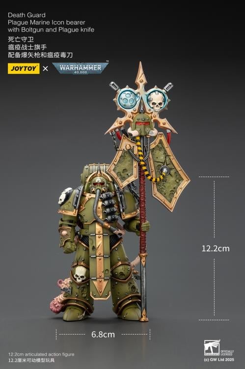 Warhammer 40,000 Death Guard Plague Marine Icon Bearer with Boltgun and Plague Knife 1/18 Scale Action Figure Gallery Image 10