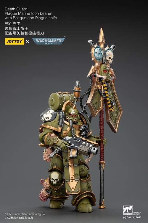 Warhammer 40,000 Death Guard Plague Marine Icon Bearer with Boltgun and Plague Knife 1/18 Scale Action Figure Gallery Image 8
