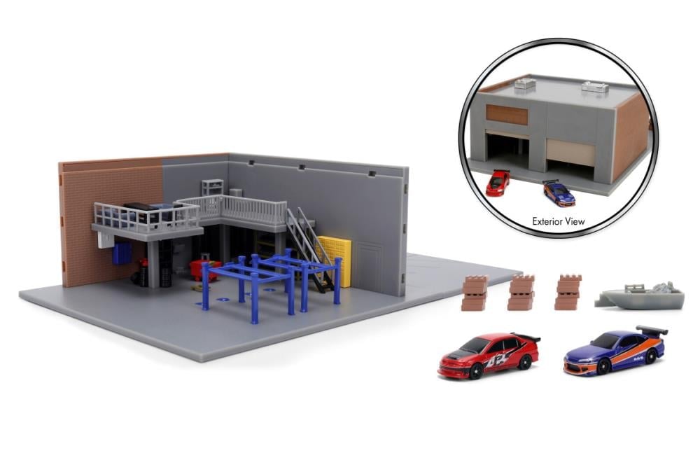 Fast & Furious Nano Scene Han's Garage Scene with 2 Vehicles Gallery Image 3
