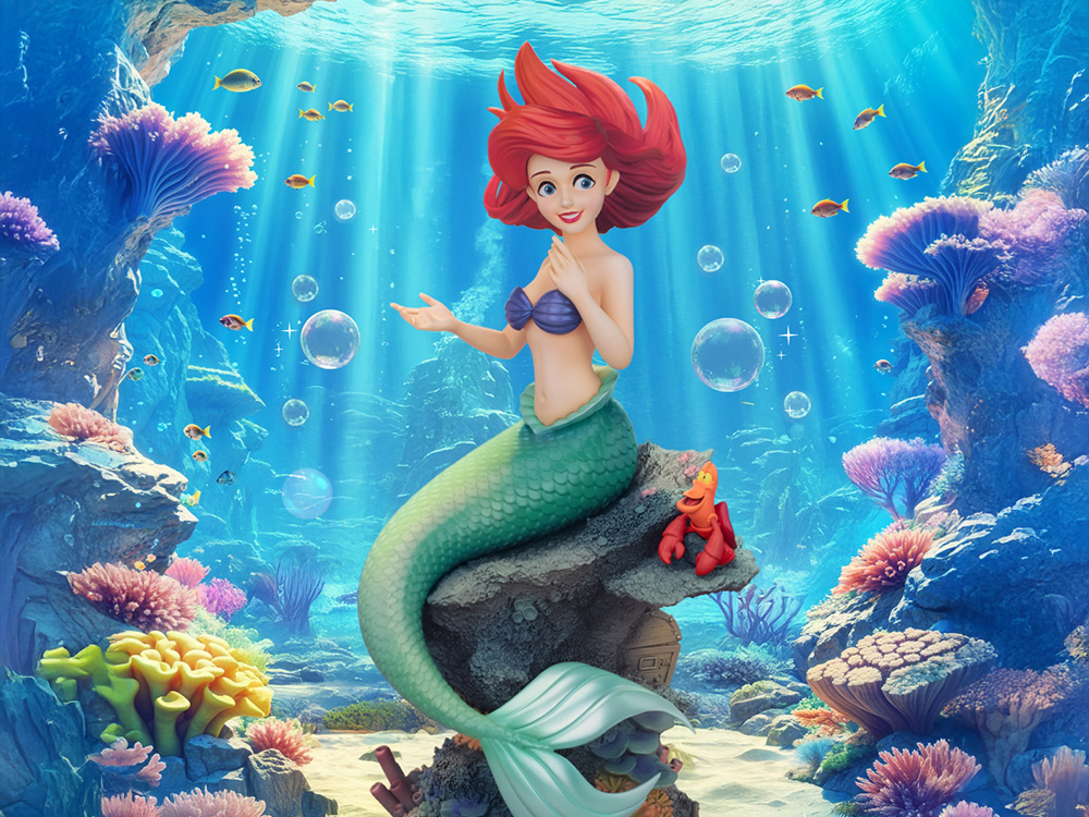 The Little Mermaid Master Craft MC-103 Ariel & Sebastian Limited Edition Statue Gallery Image 1