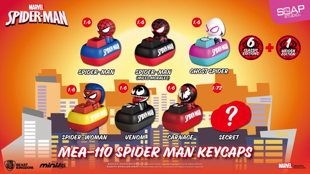 Marvel Mini Egg Attack MEA-110 Spider-Man Keycaps Box of 6 Random Keycaps Gallery Image 3