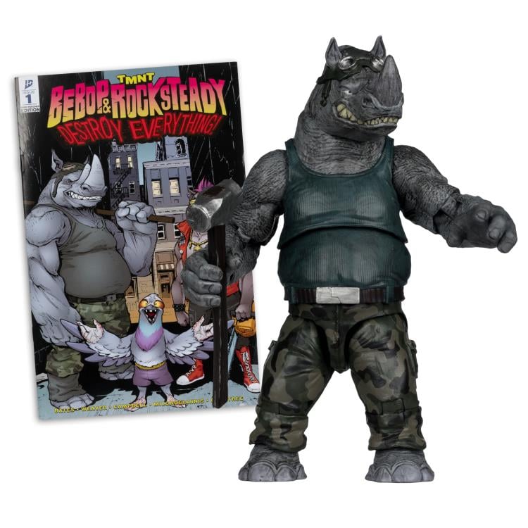 Teenage Mutant Ninja Turtles Page Punchers Rocksteady 5" Action Figure with Comic Gallery Image 3