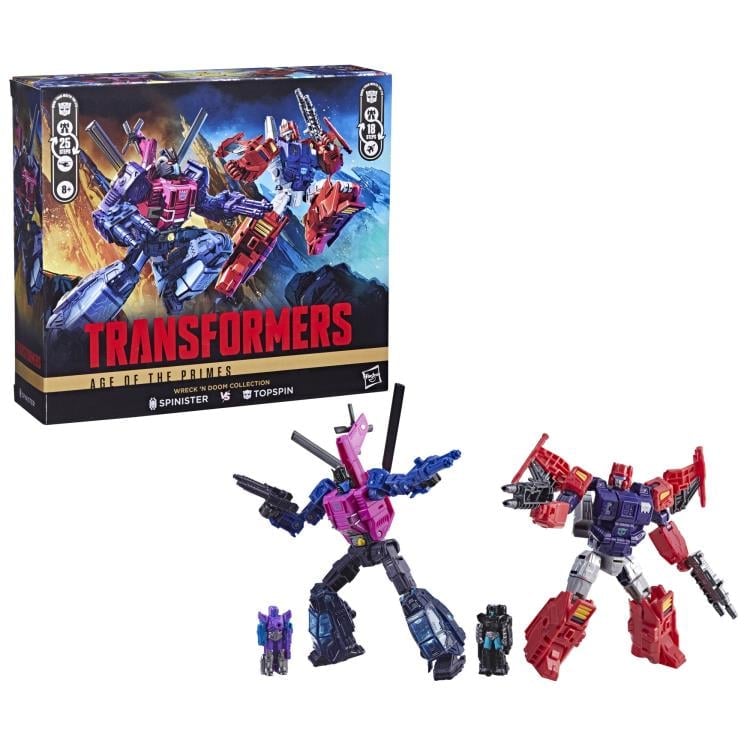 Transformers: Age of the Primes Wreck 'n Doom Collection Topspin vs Spinister Action Figure Two-Pack Gallery Image 5