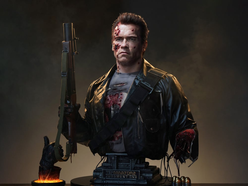 Terminator 2: Judgement Day T-800 (Battle Damaged Ver.) Life-Sized Bust Gallery Image 1