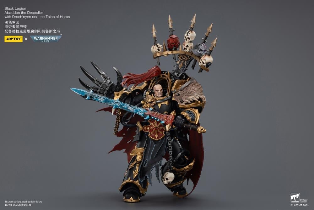Warhammer 40,000 Black Legion Abaddon the Despoiler with Drach'nyen and the Talon of Horus 1/18 Scale Action Figure Gallery Image 12