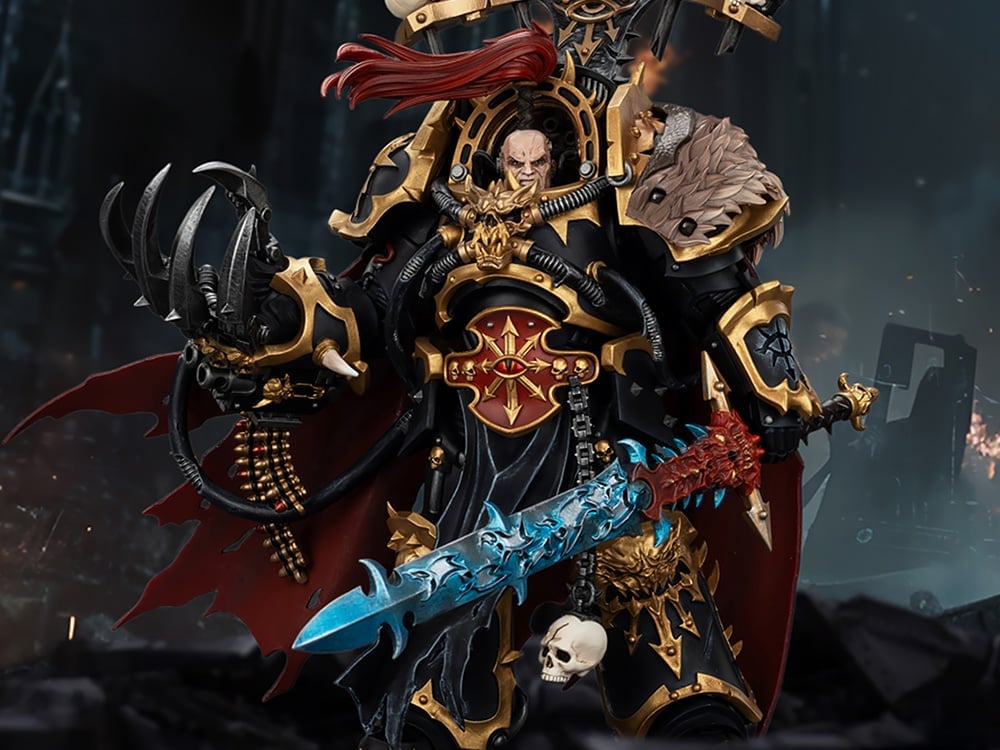 Warhammer 40,000 Black Legion Abaddon the Despoiler with Drach'nyen and the Talon of Horus 1/18 Scale Action Figure Gallery Image 1