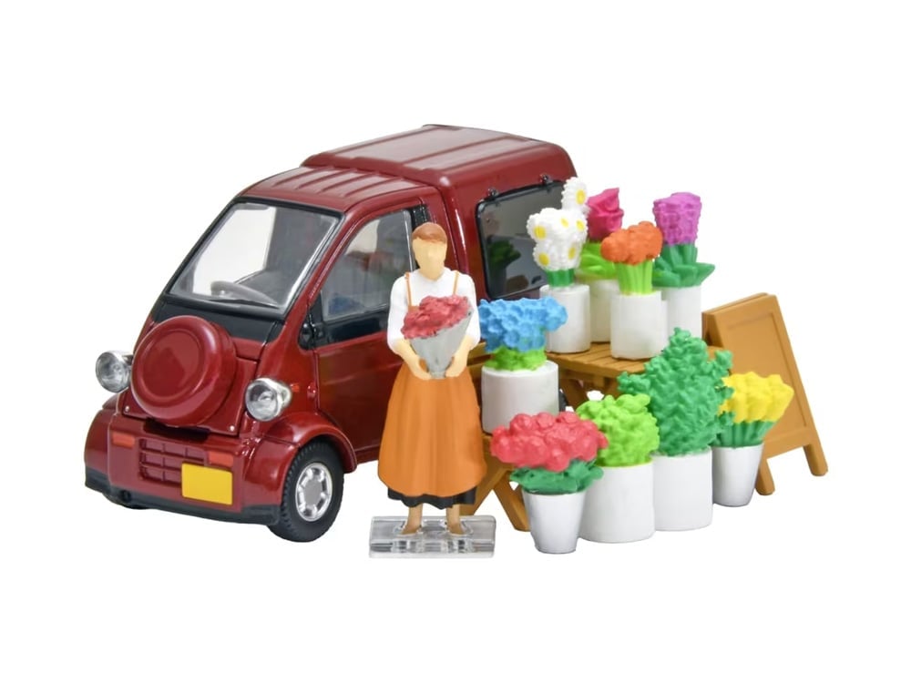 ミニチュア山車・御所車 置物 4点セット Tomica Diocolle 64 Carsnap 17b Flower Shop Set
