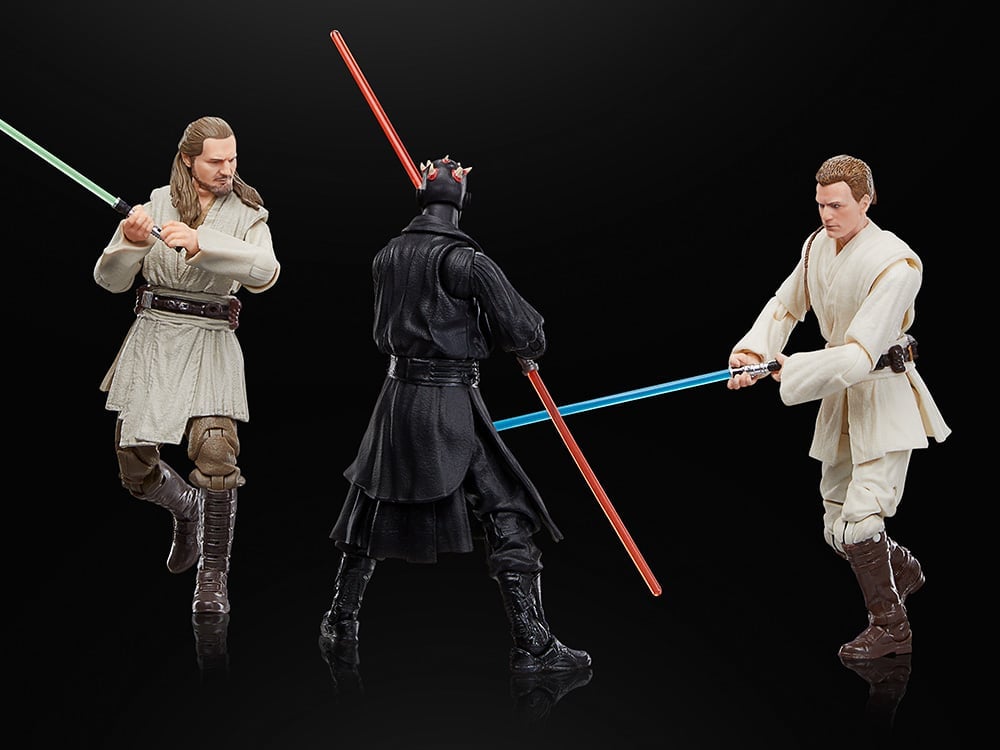 Star Wars: The Black Series Qui-Gon Jinn, Darth Maul and Obi-Wan Kenobi Action Figure Three-Pack (The Phantom Menace) Gallery Image 1