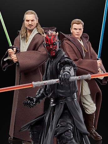 Star Wars: The Black Series Qui-Gon Jinn, Darth Maul and Obi-Wan Kenobi Action Figure Three-Pack (The Phantom Menace) Gallery Image 2