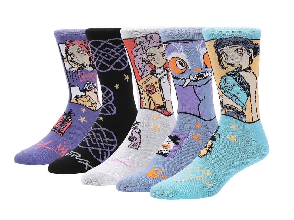 KPop Demon Hunters Huntr/x Group & Derpy Casual Crew Socks 5-Pack Gallery Image 1