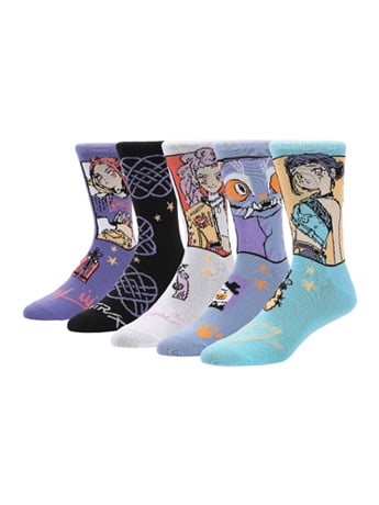 KPop Demon Hunters Huntr/x Group & Derpy Casual Crew Socks 5-Pack Gallery Image 2