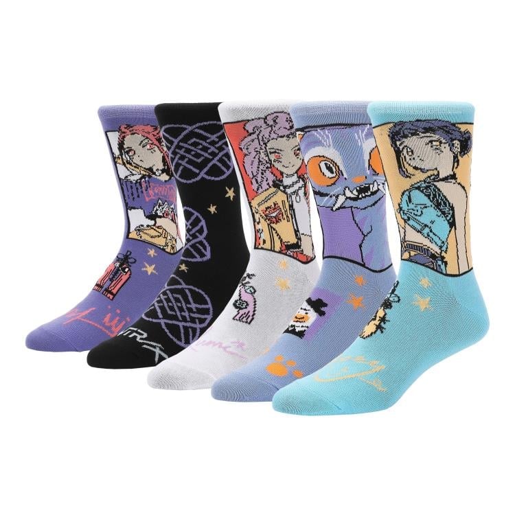 KPop Demon Hunters Huntr/x Group & Derpy Casual Crew Socks 5-Pack Gallery Image 9