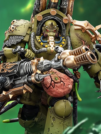 Warhammer 40,000 Death Guard Lord of Virulence with Power Fist and Twin Plague Spewer 1/18 Scale Action Figure Gallery Image 2