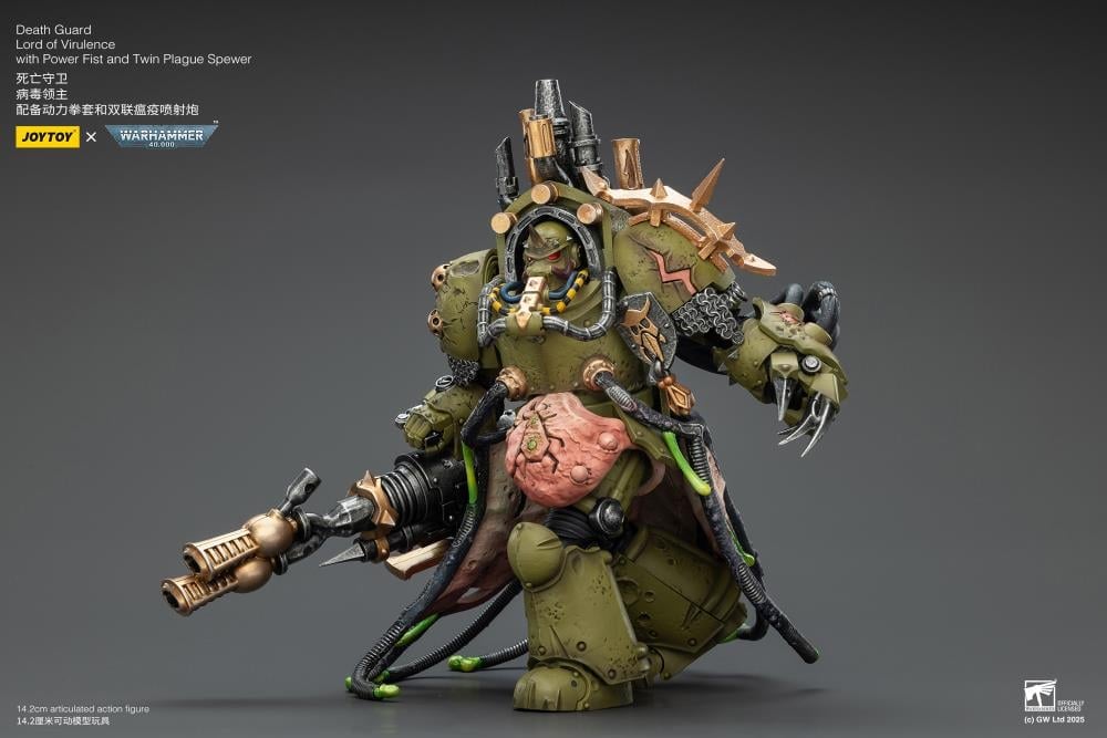 Warhammer 40,000 Death Guard Lord of Virulence with Power Fist and Twin Plague Spewer 1/18 Scale Action Figure Gallery Image 7
