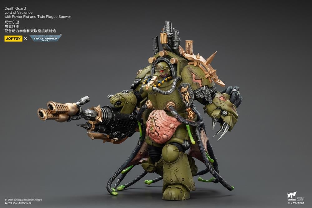 Warhammer 40,000 Death Guard Lord of Virulence with Power Fist and Twin Plague Spewer 1/18 Scale Action Figure Gallery Image 10