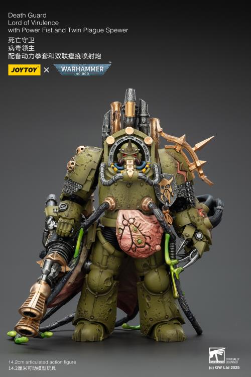 Warhammer 40,000 Death Guard Lord of Virulence with Power Fist and Twin Plague Spewer 1/18 Scale Action Figure Gallery Image 3