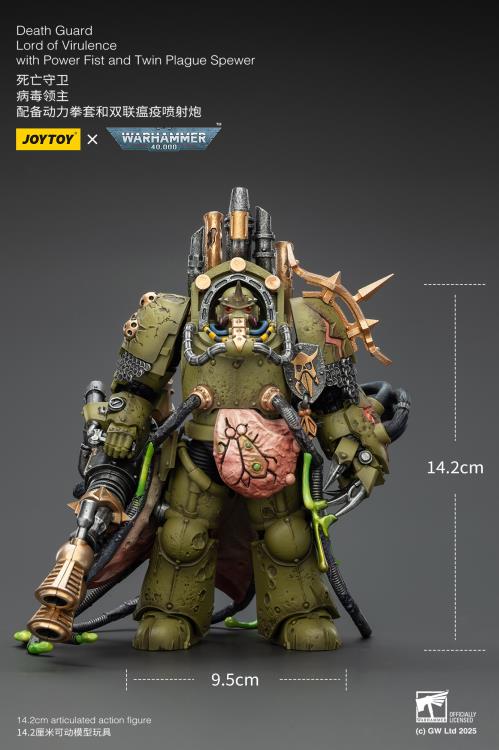 Warhammer 40,000 Death Guard Lord of Virulence with Power Fist and Twin Plague Spewer 1/18 Scale Action Figure Gallery Image 12