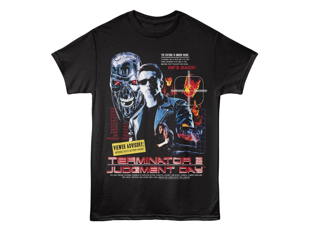 Terminator 2: Judgement Day Viewer Advisory Collage T-Shirt Gallery Image 1