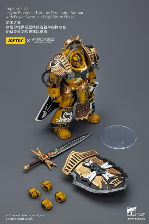 Warhammer The Horus Heresy Imperial Fists Legion Praetor in Tartaros Terminator Armor with Power Sword and Vigil Storm Shield 1/18 Scale Action Figure Gallery Image 12