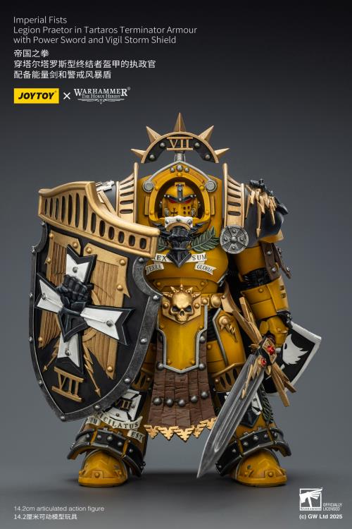 Warhammer The Horus Heresy Imperial Fists Legion Praetor in Tartaros Terminator Armor with Power Sword and Vigil Storm Shield 1/18 Scale Action Figure Gallery Image 5