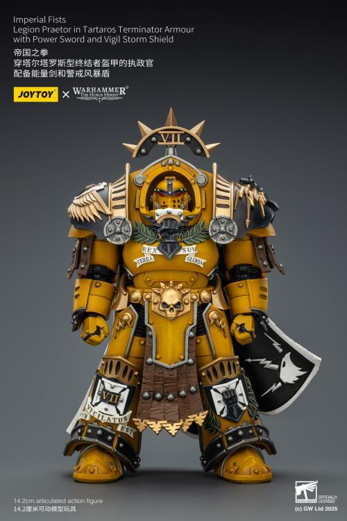 Warhammer The Horus Heresy Imperial Fists Legion Praetor in Tartaros Terminator Armor with Power Sword and Vigil Storm Shield 1/18 Scale Action Figure Gallery Image 4