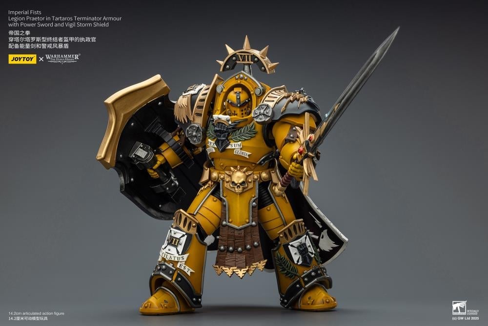 Warhammer The Horus Heresy Imperial Fists Legion Praetor in Tartaros Terminator Armor with Power Sword and Vigil Storm Shield 1/18 Scale Action Figure Gallery Image 9