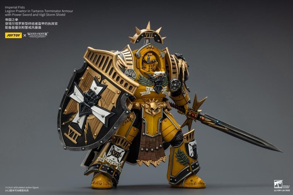 Warhammer The Horus Heresy Imperial Fists Legion Praetor in Tartaros Terminator Armor with Power Sword and Vigil Storm Shield 1/18 Scale Action Figure Gallery Image 10