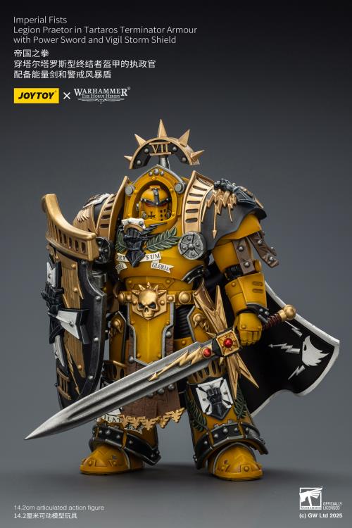 Warhammer The Horus Heresy Imperial Fists Legion Praetor in Tartaros Terminator Armor with Power Sword and Vigil Storm Shield 1/18 Scale Action Figure Gallery Image 6