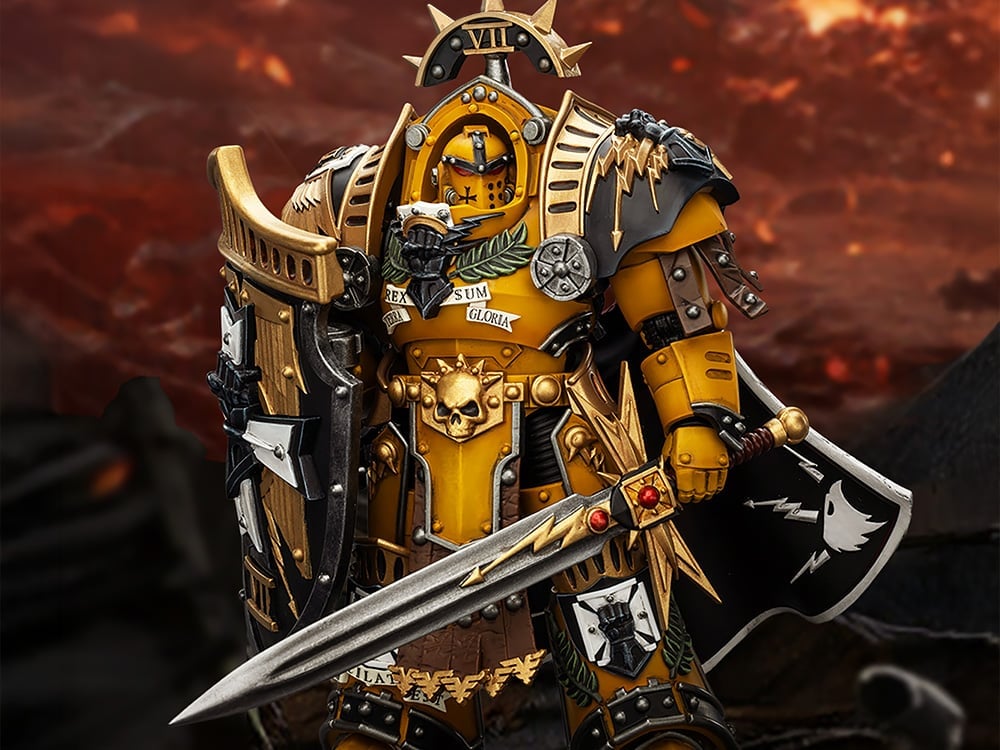 Warhammer The Horus Heresy Imperial Fists Legion Praetor in Tartaros Terminator Armor with Power Sword and Vigil Storm Shield 1/18 Scale Action Figure Gallery Image 1