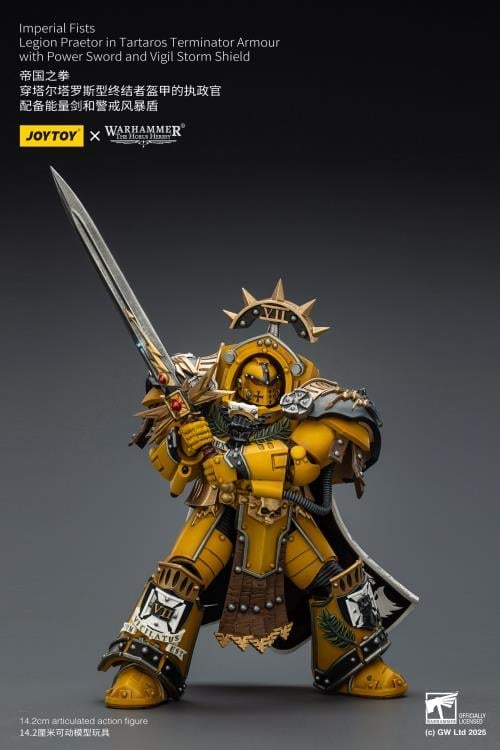 Warhammer The Horus Heresy Imperial Fists Legion Praetor in Tartaros Terminator Armor with Power Sword and Vigil Storm Shield 1/18 Scale Action Figure Gallery Image 11