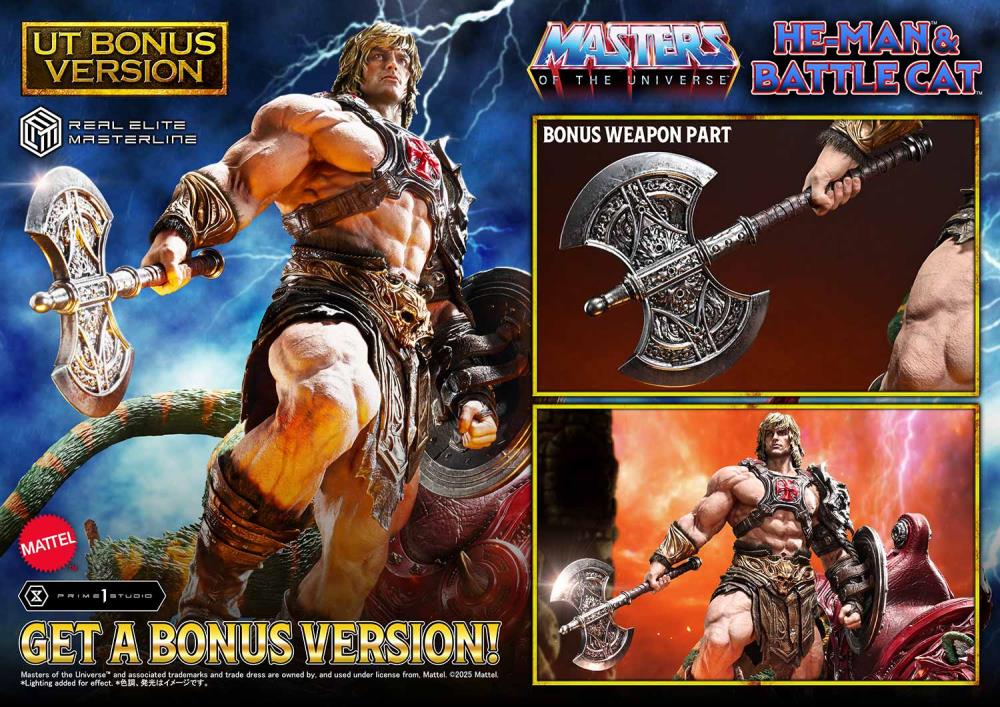 Masters of the Universe Real Elite Masterline He-Man & Battle Cat (Ultimate Bonus Ver.) 1/4 Scale Limited Edition Statue Gallery Image 4