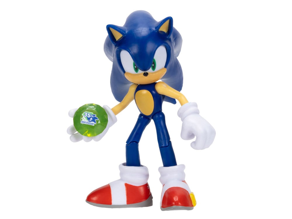 Sonic the Hedgehog 35th Anniversary Modern Sonic with Chaos Emerald 4-Inch Scale Figure Gallery Image 1