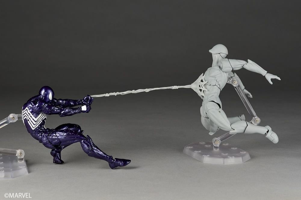 Marvel Comics Amazing Yamaguchi Revoltech NR106 Symbiote Suit Spider-Man (Purple Ver.) Action Figure Gallery Image 13