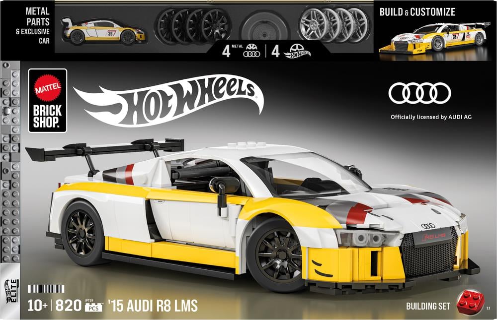 Hot Wheels Elite Series Mattel Brick Shop '15 Audi R8 LMS Building Set