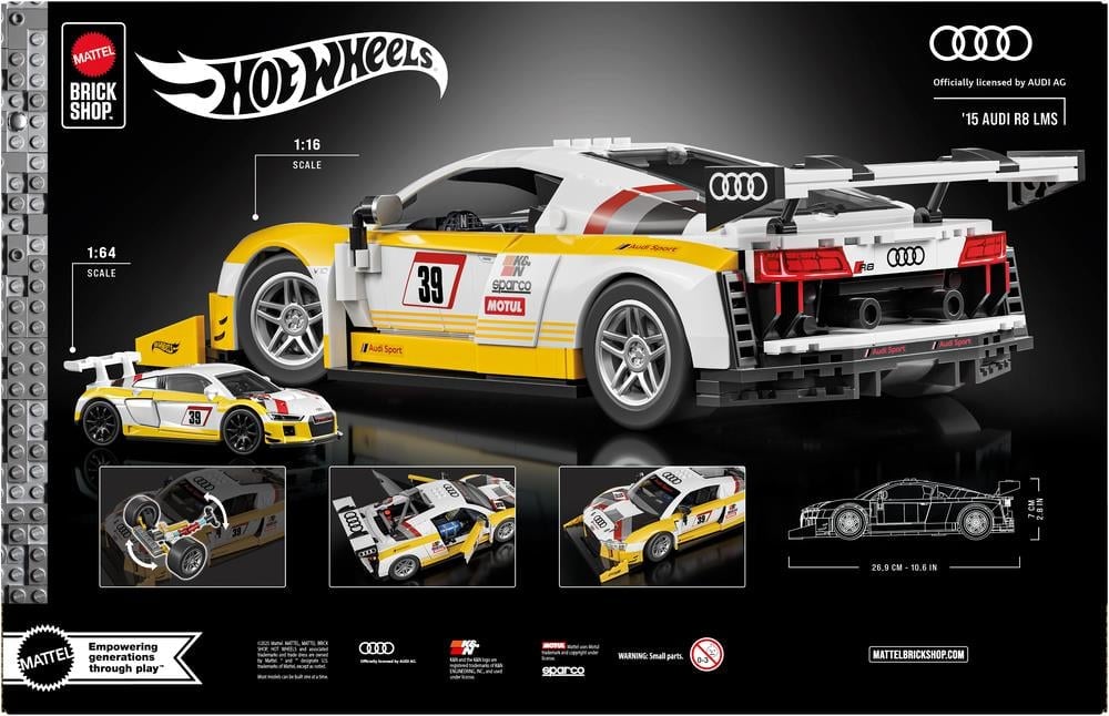 Hot Wheels Elite Series Mattel Brick Shop '15 Audi R8 LMS Building Set
