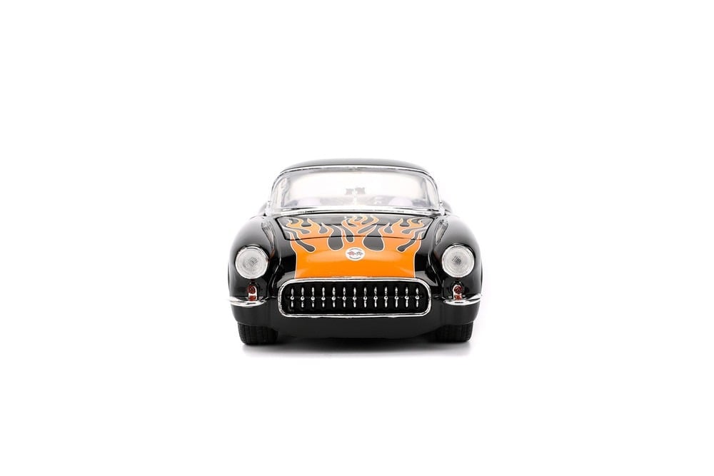 Bigtime Muscle 1957 Chevy Corvette Hardtop (Black with Flames) 1/24 Scale Die-Cast Model Gallery Image 5